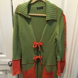 Lime Green and Orange Custom Sweater Cardigan